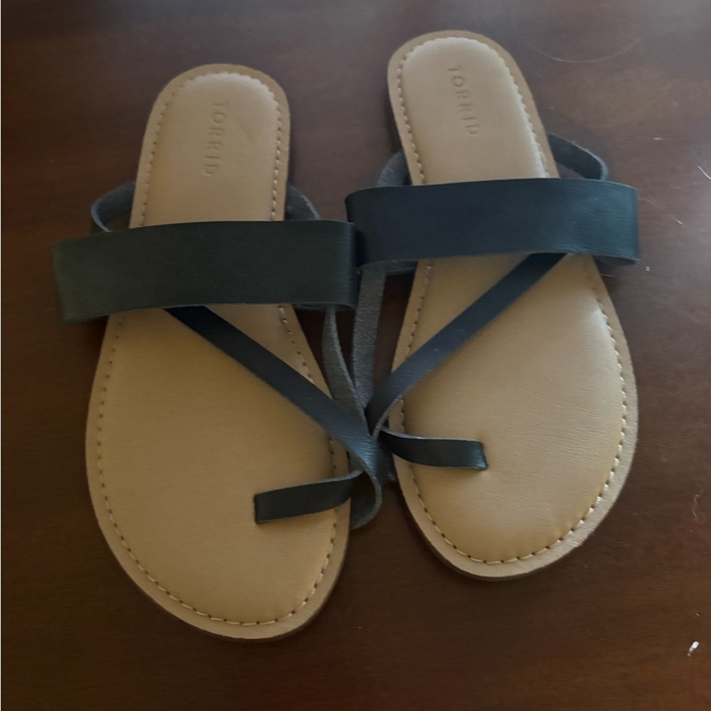 Torrid Black and Tan Thong Sandals with Soft Straps